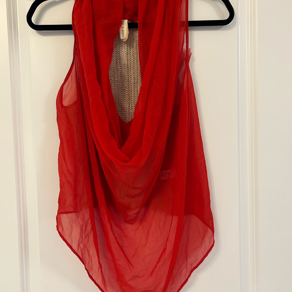 Silk cowl neck sheer top